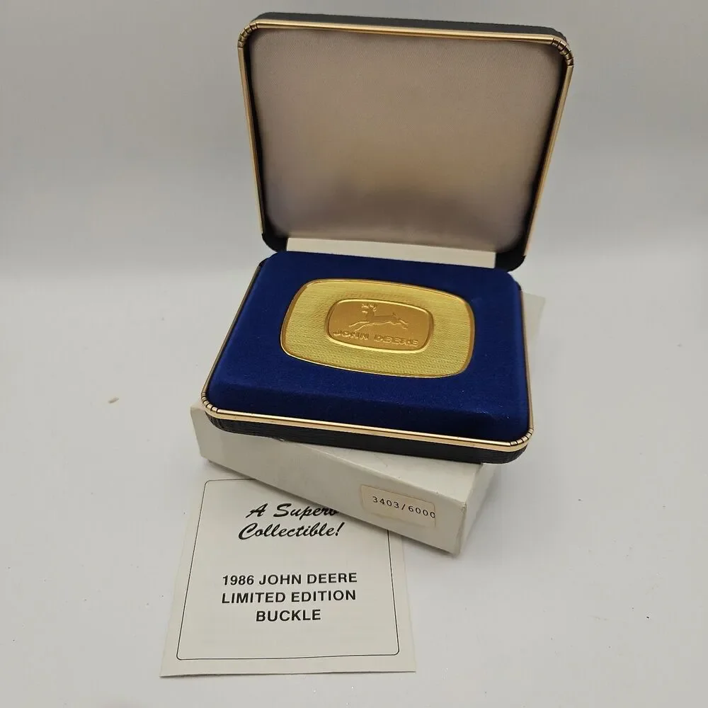 1956 John Deere 4 Legged Deer Trademark 24K Gold Plated Belt Buckle 1986 3403